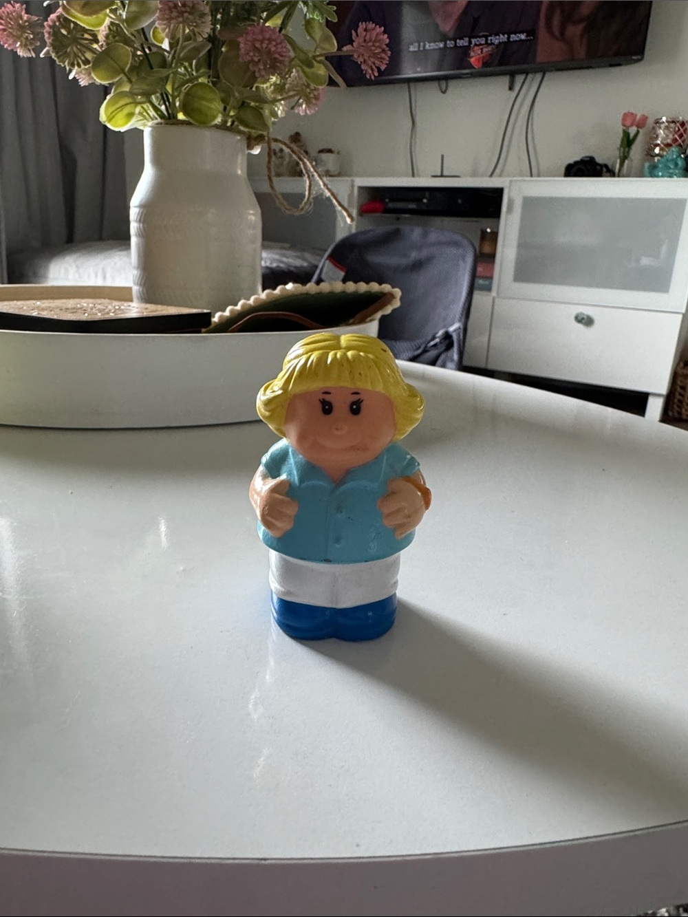 Blue & White Kids Figurine Toy - Blonde Character